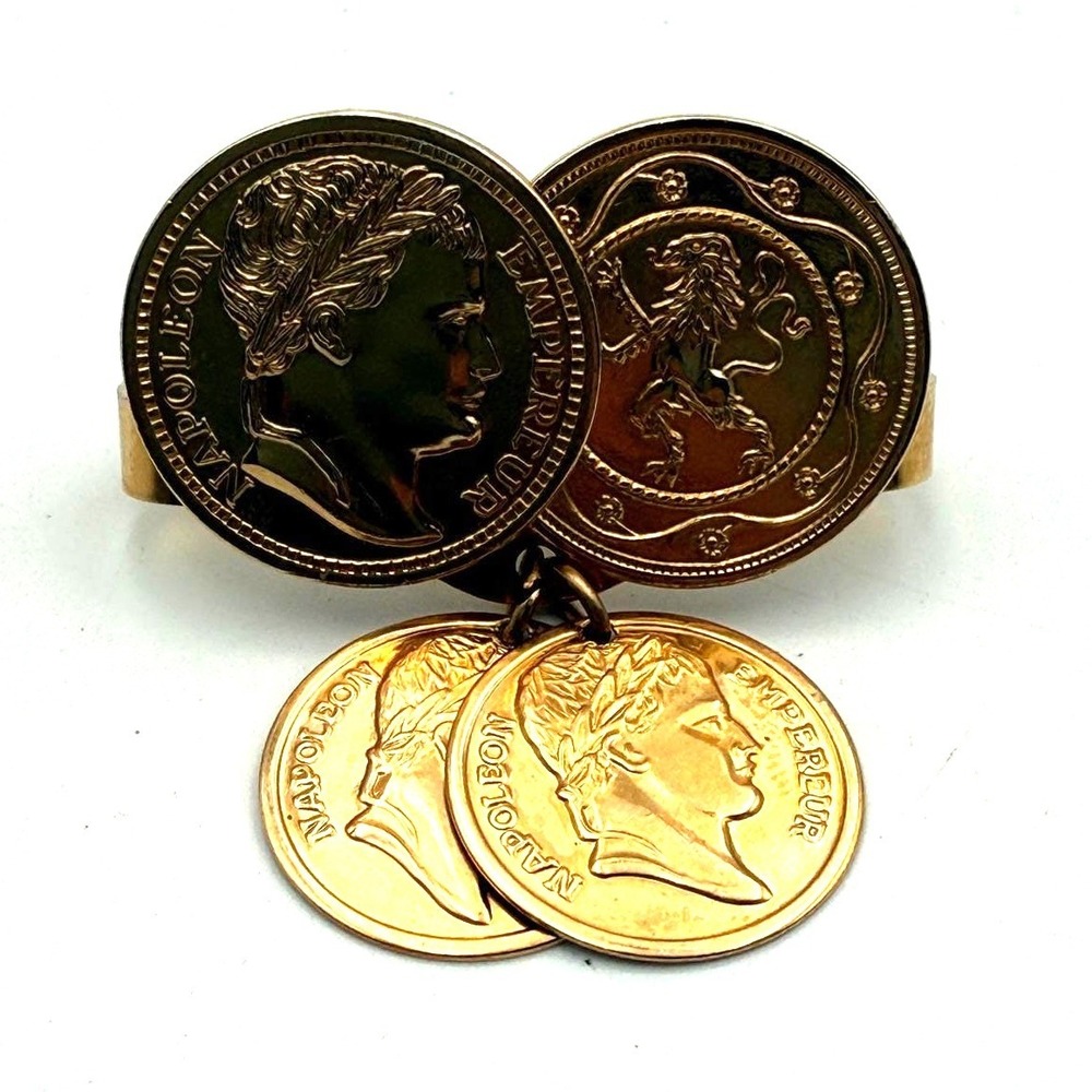 Sarah Coventry Vintage Gold Tone Napoleon Empereur Coin Dangle Brooch Pin